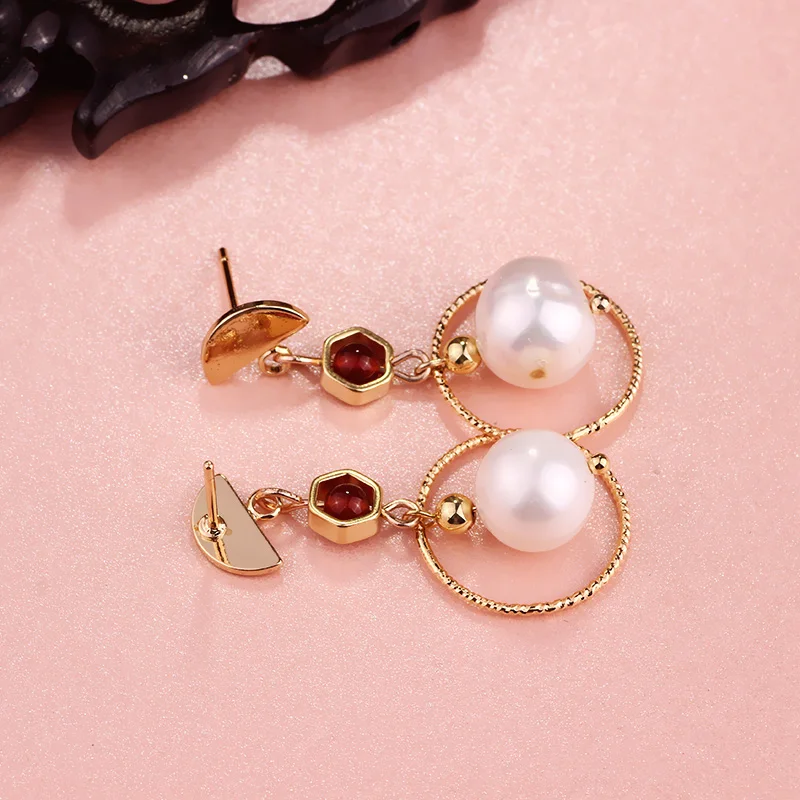 Женские серьги подвески FARLENA золотого цвета с натуральным камнем для свадебной