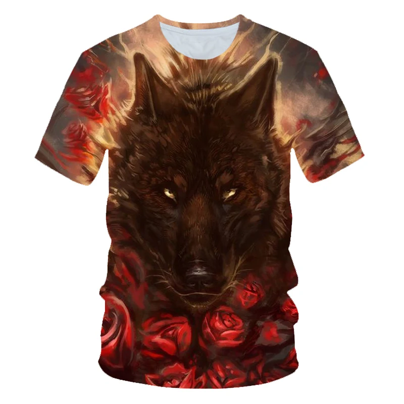 Новый 2021 фантазия художественный футболки с изображением волка 3D Принт Для