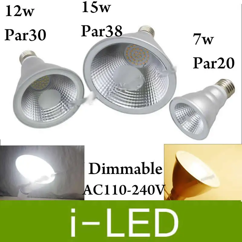 Dimmable Светодиодный точечный светильник par38 par30 par20 7 Вт 12 15 E27 AC85-265V светодиодный ing