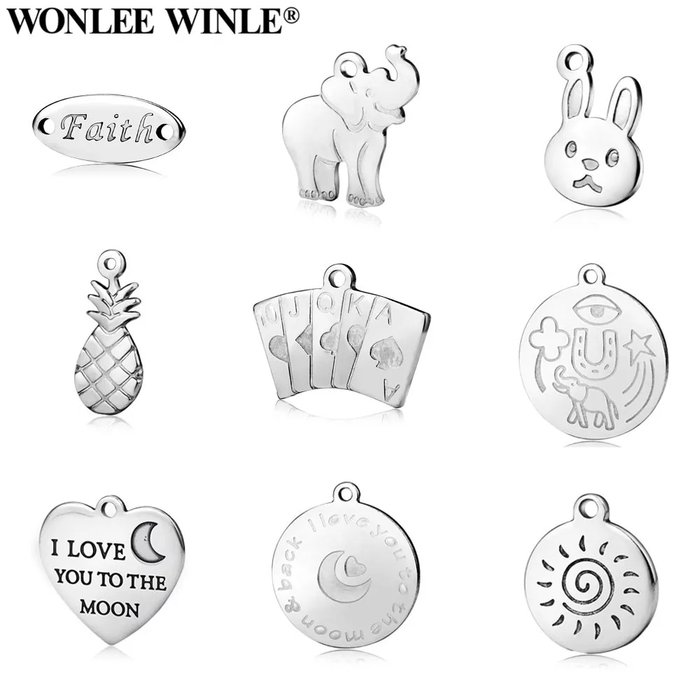 Wonlee Winle нержавеющая сталь Смешанные Серебряные подвески шармы из более чем 200 +