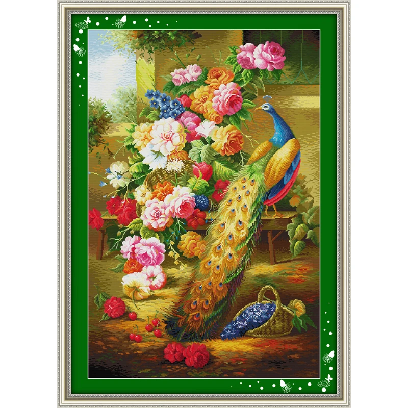 

Everlasting Love Wealth & honour(2) Chinese Cross Stitch Kits Ecological Cotton Stamped 11CT DIY New Year Decorations For Home