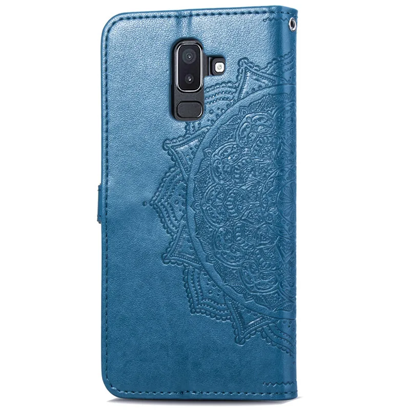 Чехол-книжка для Samsung J8 Plus роскошная задняя крышка из искусственной кожи чехол