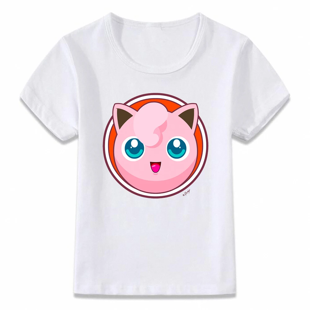 Детская одежда с героями мультфильма Angry буфами на рукавах Jigglypuff футболка для мальчиков и девочек ясельного и дошкольного возраста рубашки с коротким рукавом