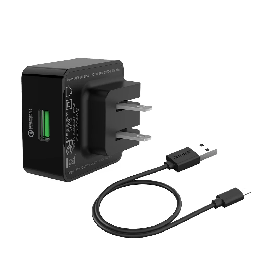 ORICO Быстрая зарядка QC 2,0 USB Мобильный телефон USB настенное настольное зарядное устройство с бесплатным микро USB кабелем для iPhone iPad samsung Xiaomi S8