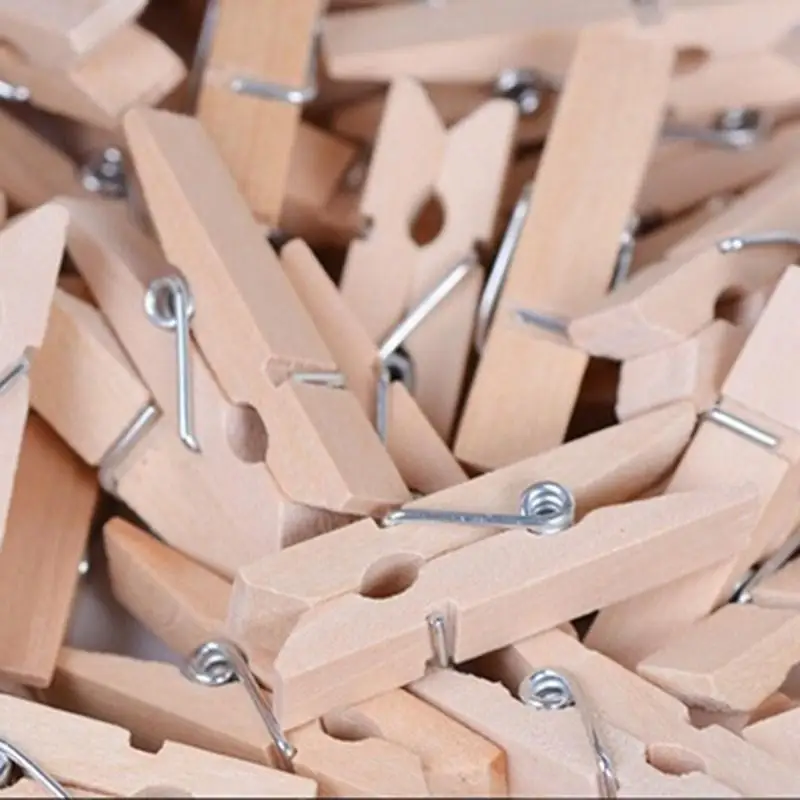 50 штук упак. мини натуральная деревянная одежда фотобумага Peg Pin прищепка