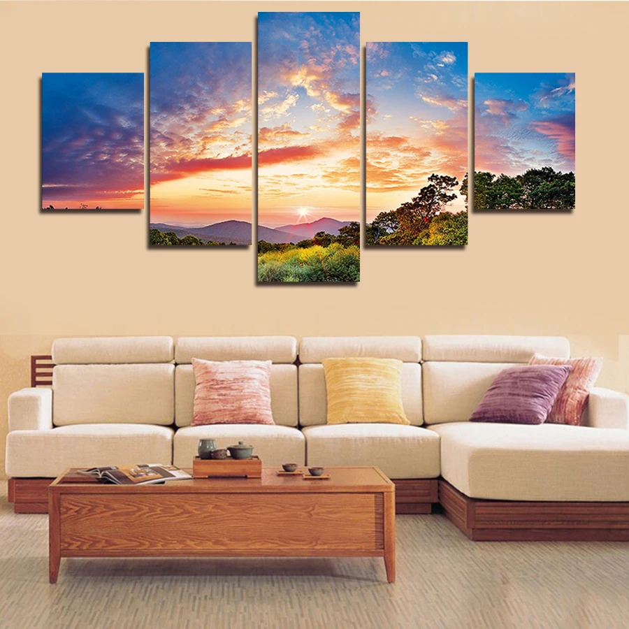 

5 Pcs Modular The Sunset HD Canvas Print Painting Modern Home Wall Decor Canvas Art Picture Wall Pictures For Living Room