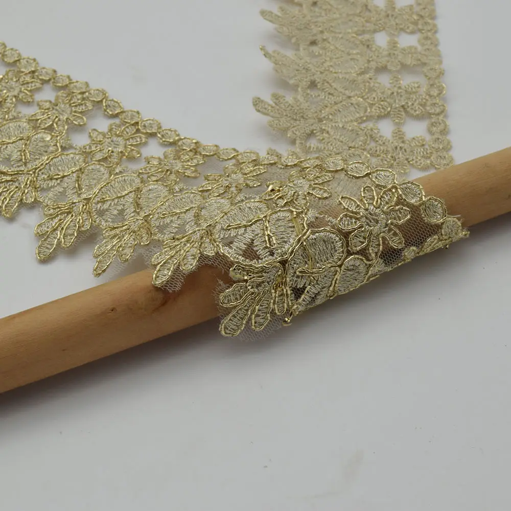 5 ярдов Золотая кружевная отделка для невесты костюм или украшения ручной работы