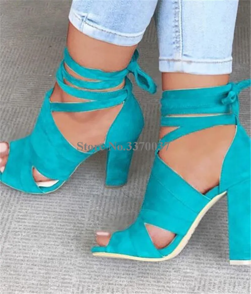 Модные женские замшевые сандалии в западном стиле с открытым носком на массивном