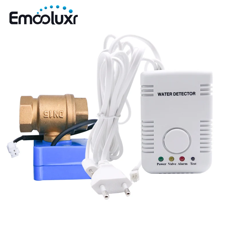 Water Detector Water Leakage Sensor Alarm System with Auto Shut Off Valve DN15 and Sensitive Water Probe for Russia kazakhstan