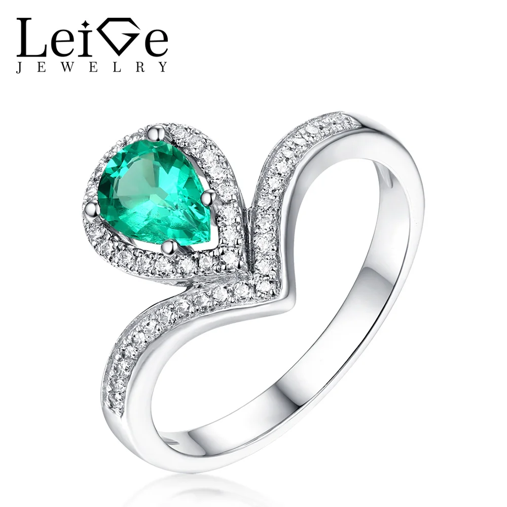 Женское кольцо с изумрудом обручальное из стерлингового серебра украшения Leige