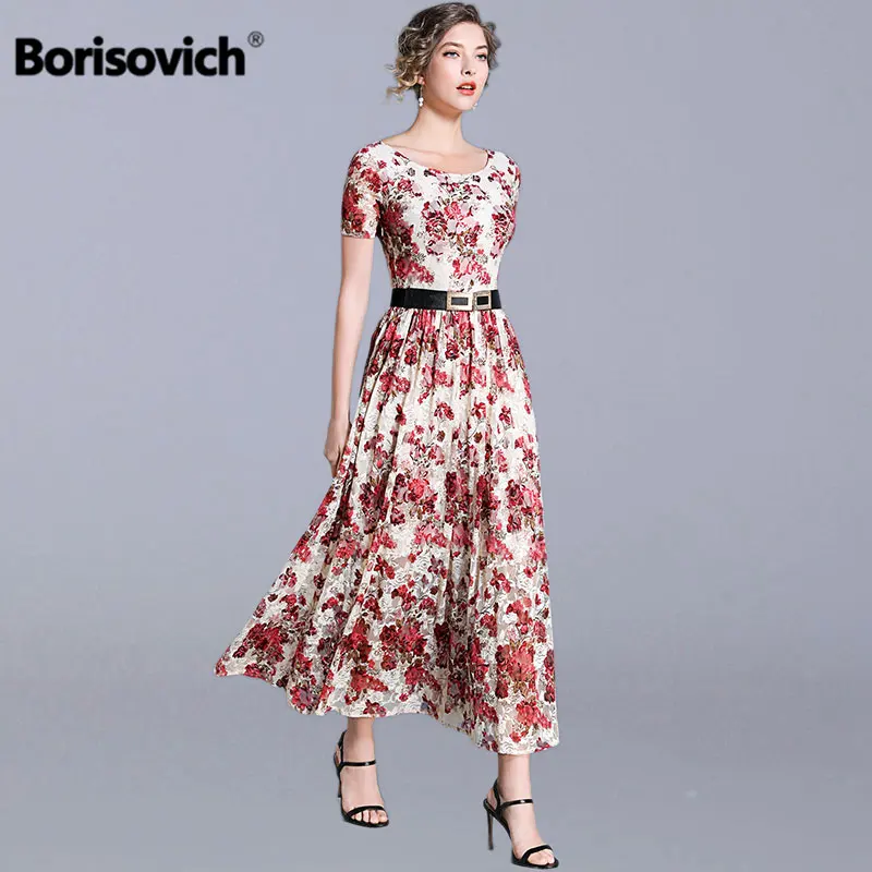 Женское винтажное платье трапеция Borisovich элегантное вечернее с цветочным принтом