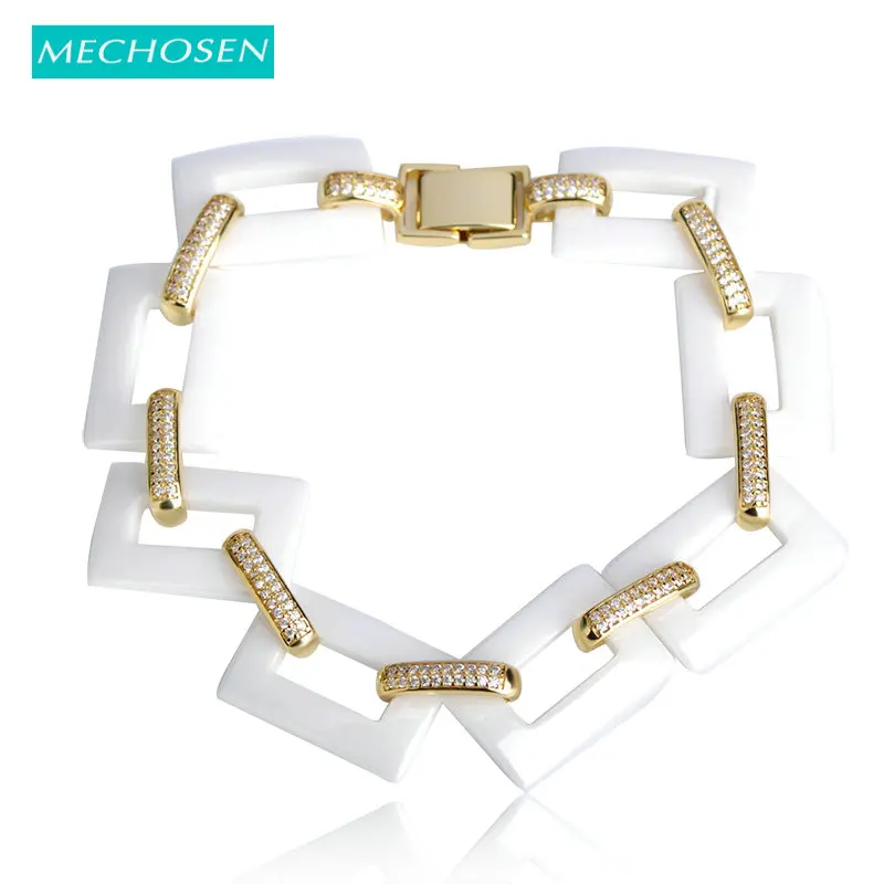 MECHOSEN белый/черный керамические браслеты из циркона AAA фарфор Pulsera Mujer мягкий