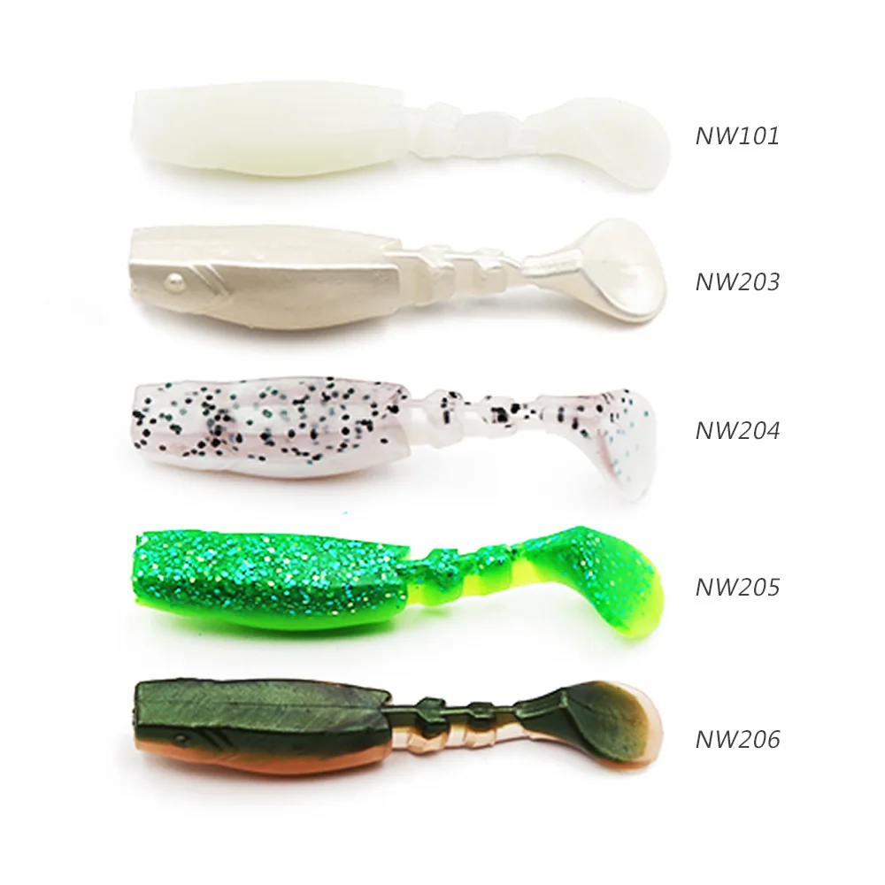 Мягкая пластиковая приманка Bassland Noeby BW102 5 см T tail для рыбалки 3 6 г 10 видов цветов