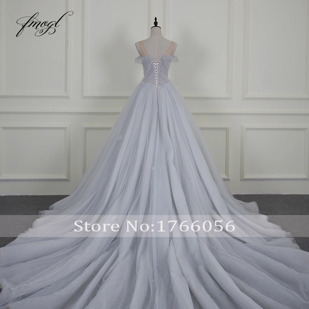 Женское свадебное платье с v-образным вырезом и открытой спиной Fmogl Vestido De Noiva A Line