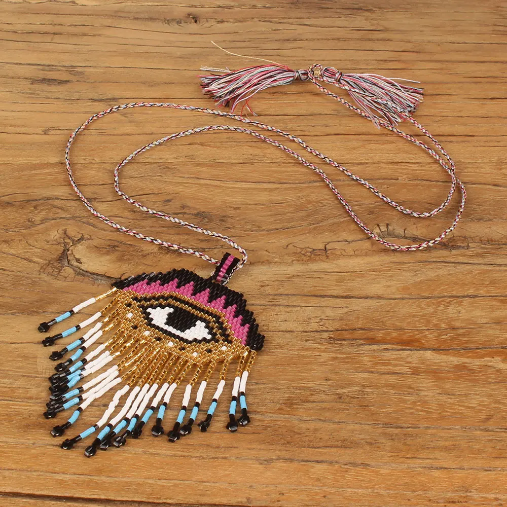 SHINUSBOHO lucky eye ожерелье для женщин MIYUKI collier длинное кулон с кисточкой Турция сглаза