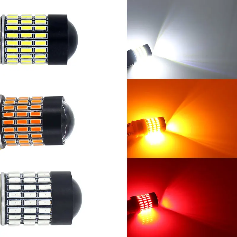 

2x 1156 LED Canbus BA15S P21W S25 72 SMD 4014 Chips 6000K White Red Yellow Brake Lights Reverse Lamp DRL Car Tail Bulb,12V