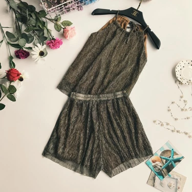 New Arrival Summer Women Fashion Rayon Halter Sexy Sleeveless Regular Solid Urban Sets Female Casual Beach Bling Crop Top Shorts | Женские