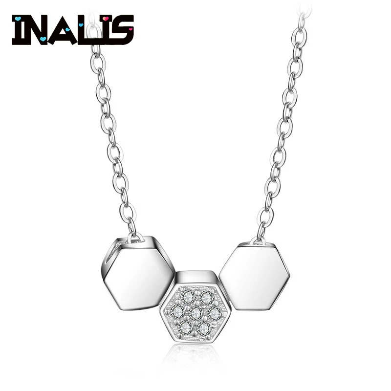INALIS нежный новый дизайн ожерелье из стерлингового серебра 925 3 шт. шестигранные