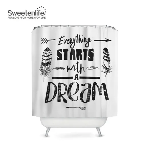 SL0214 Sweetenlife 180x200 см, занавеска для ванной, занавеска для душа со стрелками и перьями, водонепроницаемая занавеска, полиэфирная ткань, занавеска для ванной - Цвет: SL0214
