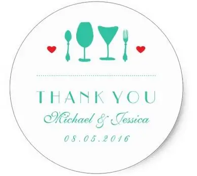 

1.5inch Vintage Wedding Thank You Sticker Fork and Spoon