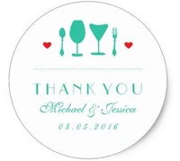 1 5inch vintage wedding thank you sticker fork and spoon