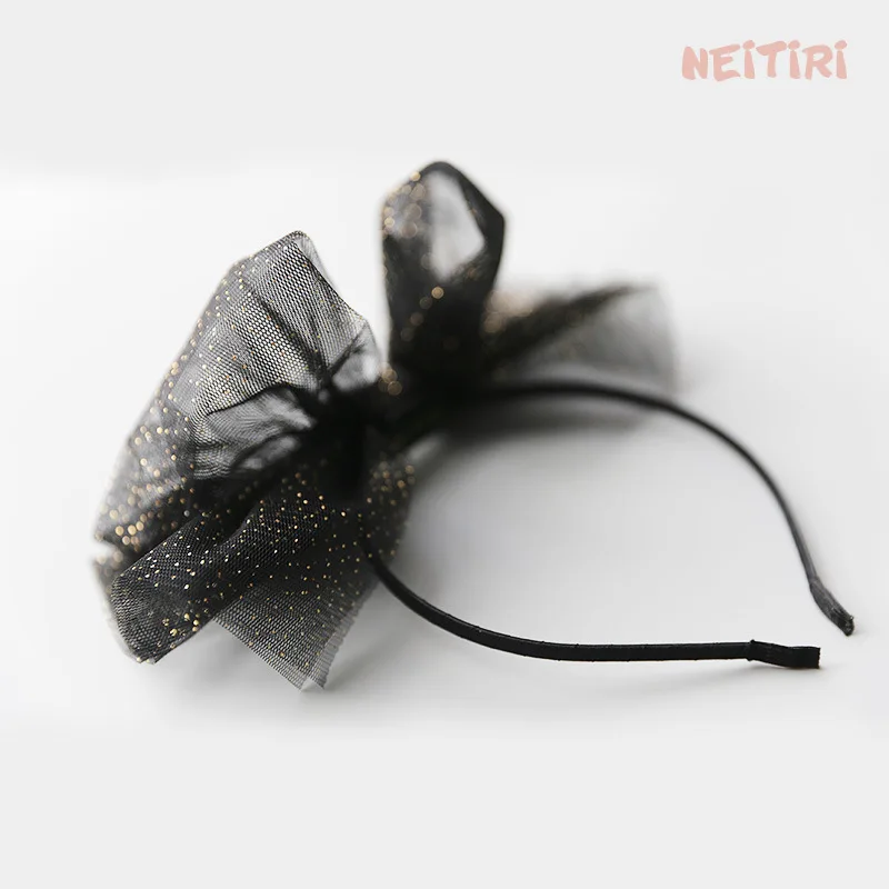 Golden Dots Lovely Big Bow Hairbands For Girls Shiny Princess High Quality Hair Accessories Chiffon Colorful Headband | Аксессуары для