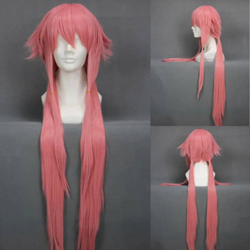 Парик для косплея The Future Diary Yuno Gasai термостойкий прямой розовый длиной 80 см с