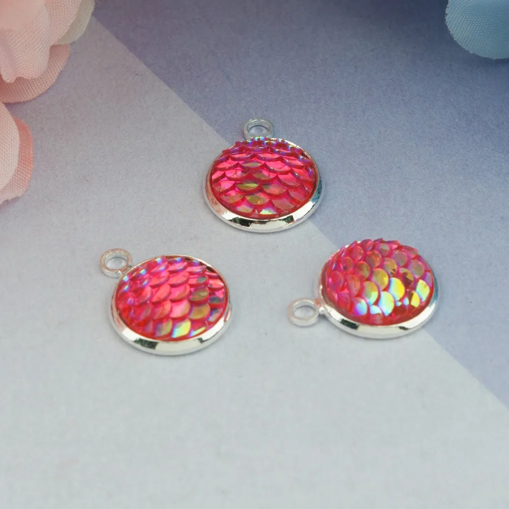 DoreenBeads медные и Русалочка из смолы рыбы/Dragon Scale круглые подвески цвета фуксии АБ