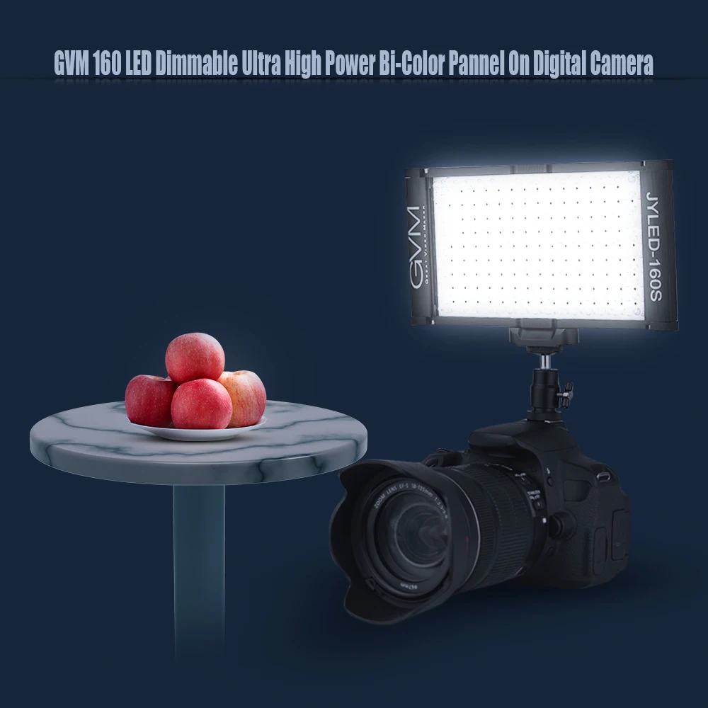 GVM 160 светодиодный видео свет фотостудия камера свет для Canon Nikon sony Olypus DSLR фотокамера освещение