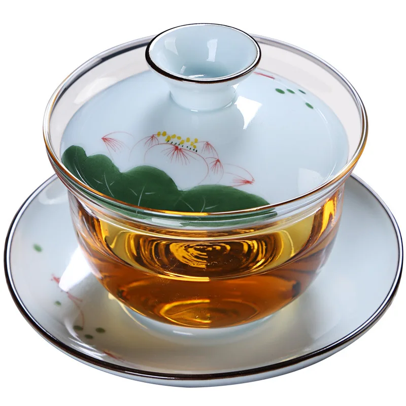 Китайские традиции Gaiwan керамическая фарфоровая чайная чаша с крышкой набор