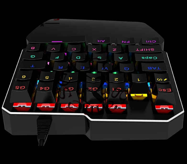 coolbaby RS-7 7 Colors LED 35 keys Backlight Single Hand Professional Gaming Keyboard USB Wired Anti-Ghosting For Game | Электроника
