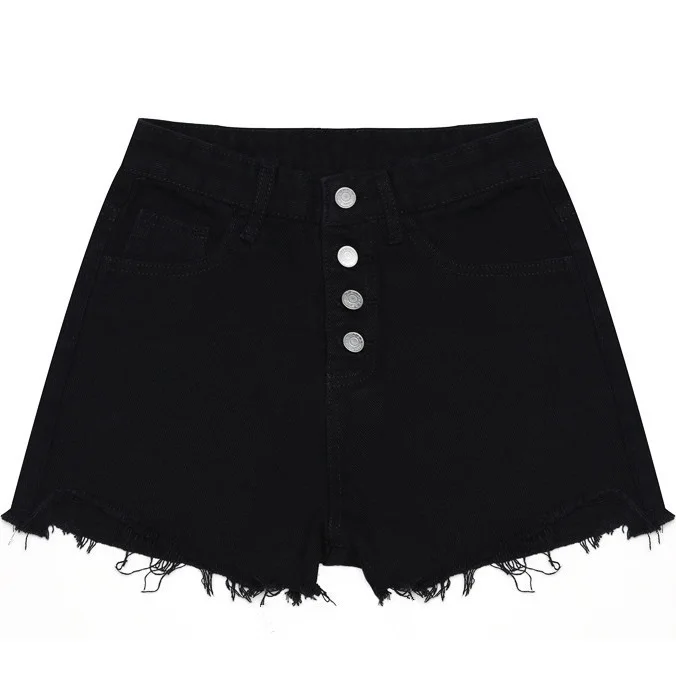 Women Denim Shorts 2018 Summer Fashion High Rise Vintage Cut Off Raw Button Fly Frayed Short Jean Hot Pants Black Blue White |