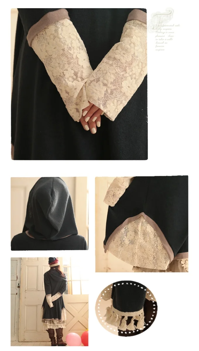 Японская толстовка с шарфом из двух частей кружевное льняное хлопковое вязаное