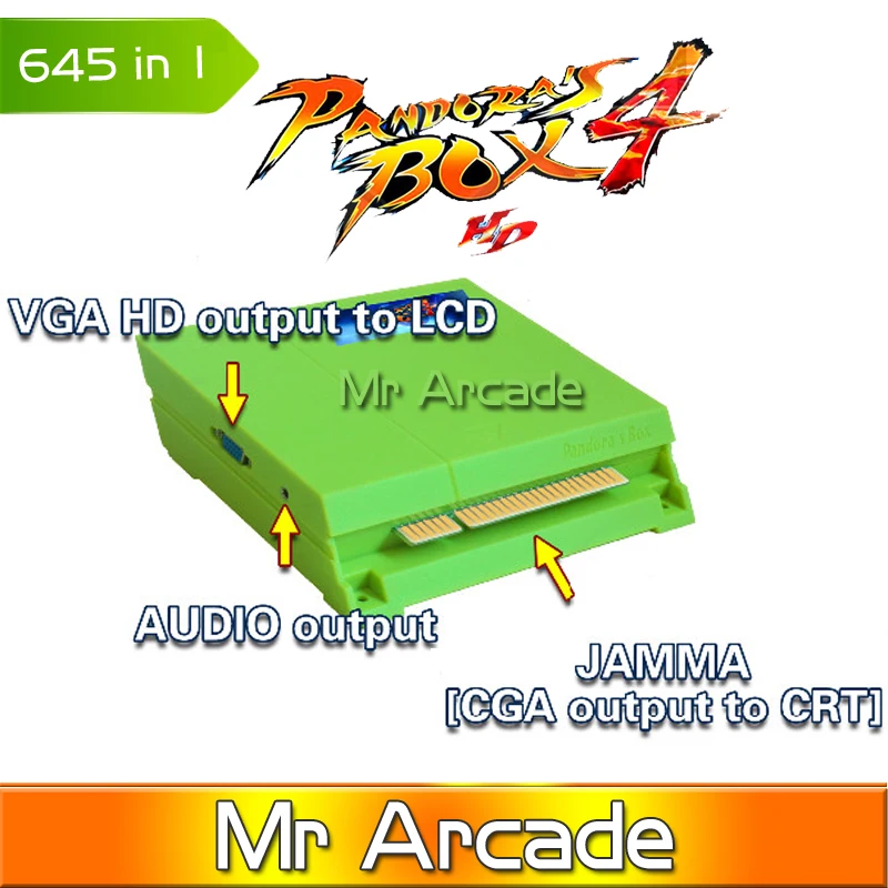 Pandora box 4 VGA / CGA output for LCD CRT 645 in 1 game board arcade bundle video-arcade jamma boards accesorios kit | Спорт и