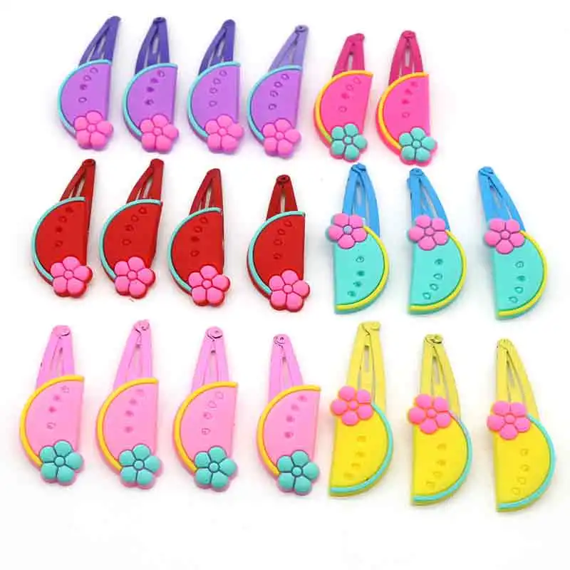 Watermelon clips 20 шт./компл. hello kitty цветок Божья коровка эластичные ленты для волос Детские Девочки резинка бант-галстук с единорогом железная коробка аксессуары для волос - Цвет: Watermelon clips
