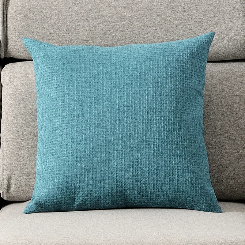 Light Blue Однотонный чехол для подушки из хлопка и льна, Декоративные Чехлы для подушек, наволочка для дивана, стула, автокресла, чехол для подушки с узором из ротанга - Цвет: Light Blue