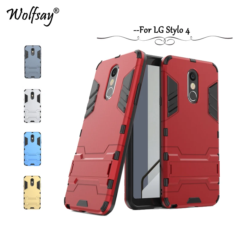 Чехол wolfsay для LG Stylo 4 тонкий резиновый чехол Q710MS с броней робота телефона LM