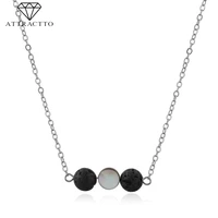 attractto bohemian statement necklace pendants charm for women stainless steel necklaces silver jewelry bead necklace sne190016