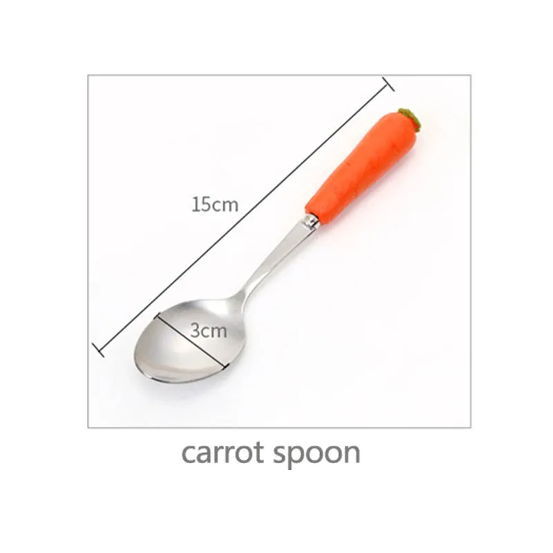 carrot spoon Кухонные гаджеты, столовая техника, керамическая ручка, вилка, детская посуда, милая нержавеющая сталь, 1 шт., морковная ложка - Цвет: carrot spoon