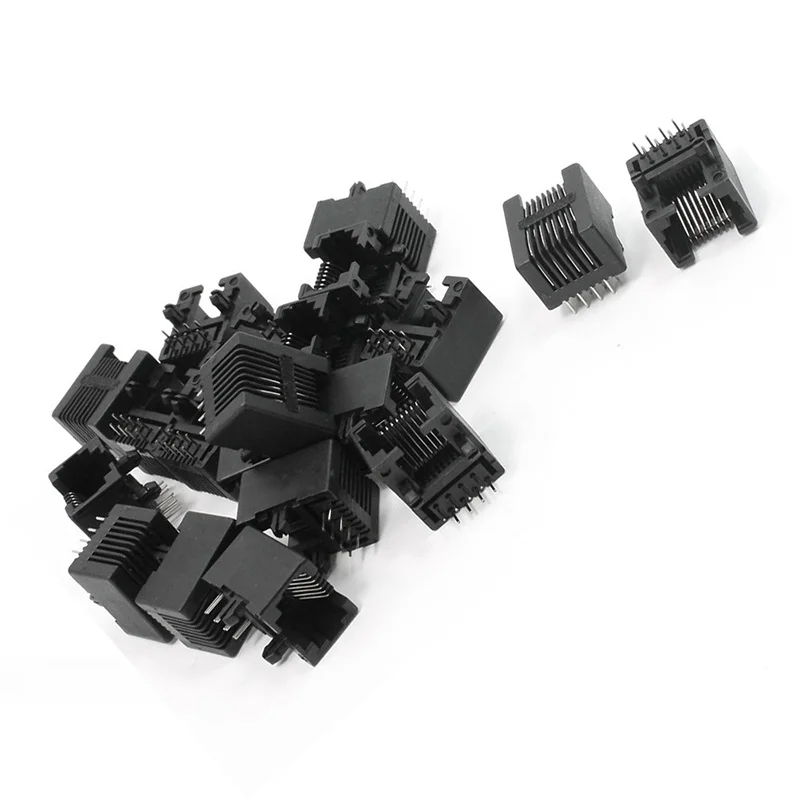 20 шт. RJ45 8P8C компьютер Интернет сеть PCB разъем Черный|Электрические розетки| |