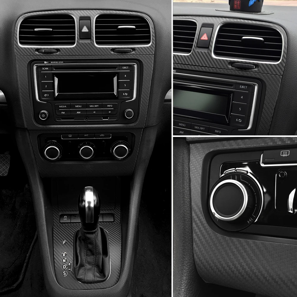 Volkswagen Golf 6 MK6 GTI внутренняя Центральная панель управления защитные наклейки из углеродного волокна наклейки для автомобиля Стайлинг для VW аксессуары