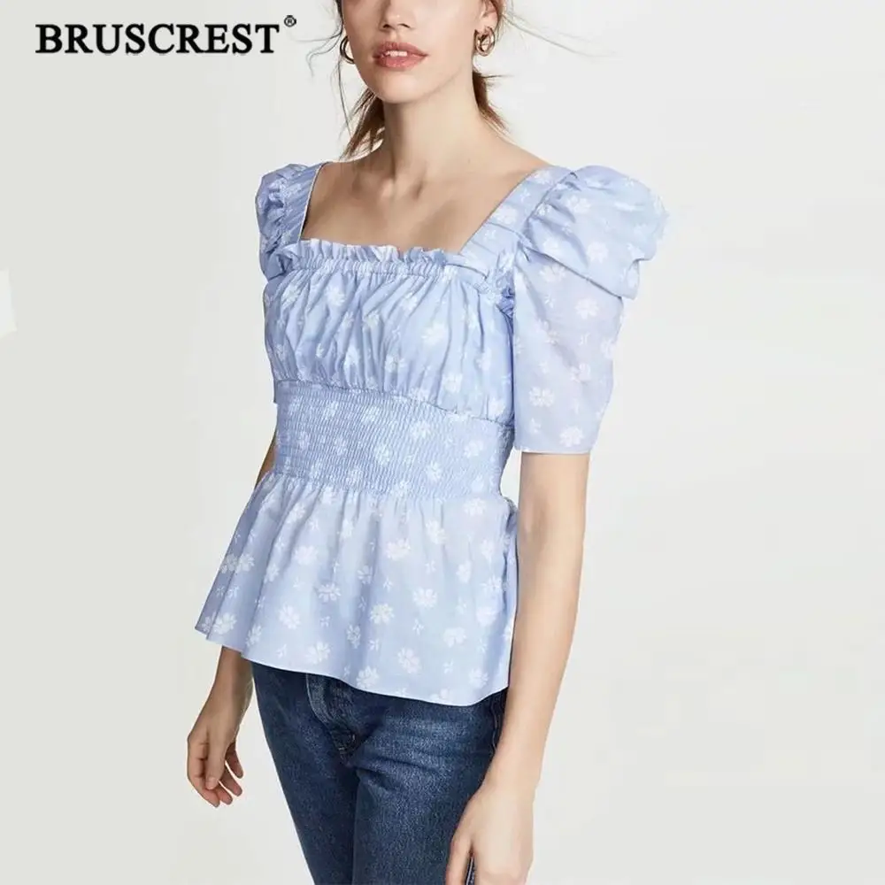 Boho vintage Square collar floral Summer tops for women shirts 2019 Korean style blouses casual clothes streetwear blusas |