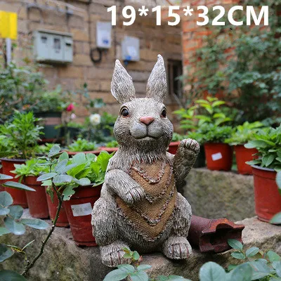 A Resin Art Decoration Cartoon Sculpture Decoration Simulation Animal Rabbit Garden Decoration Outdoor Oraments - Цвет: A