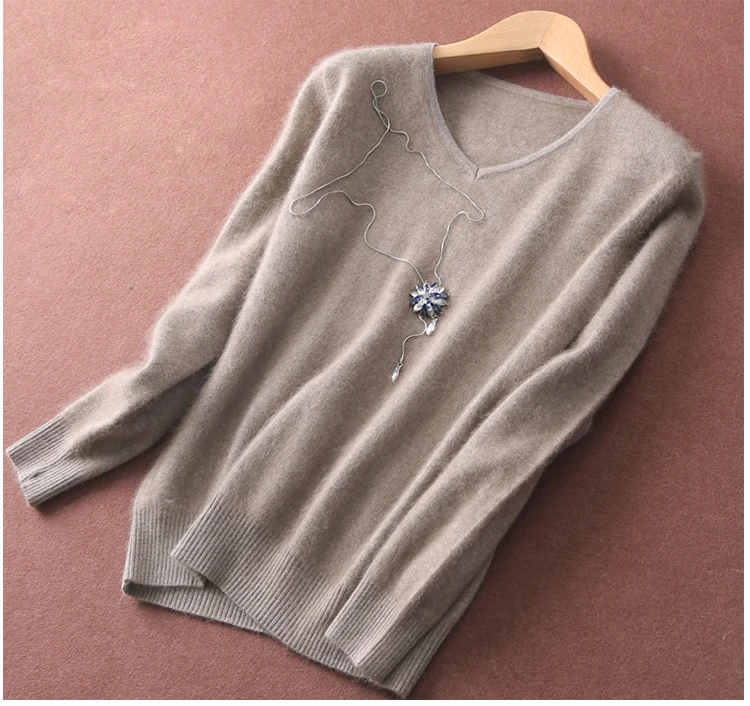 Супер теплый пушистый норковый кашемировый мягкий меховой свитер с v-образным вырезом и пуловеры для женщин осенне-зимний джемпер женский брендовые джемпер