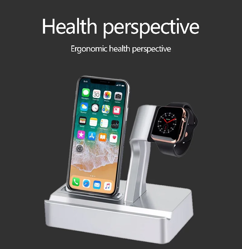 2 в 1 Подставка для зарядки для Apple Watch, подставка для зарядного устройства, подставка для телефона, зарядная станция для iPhone X 8 7 6 Plus, i Pad