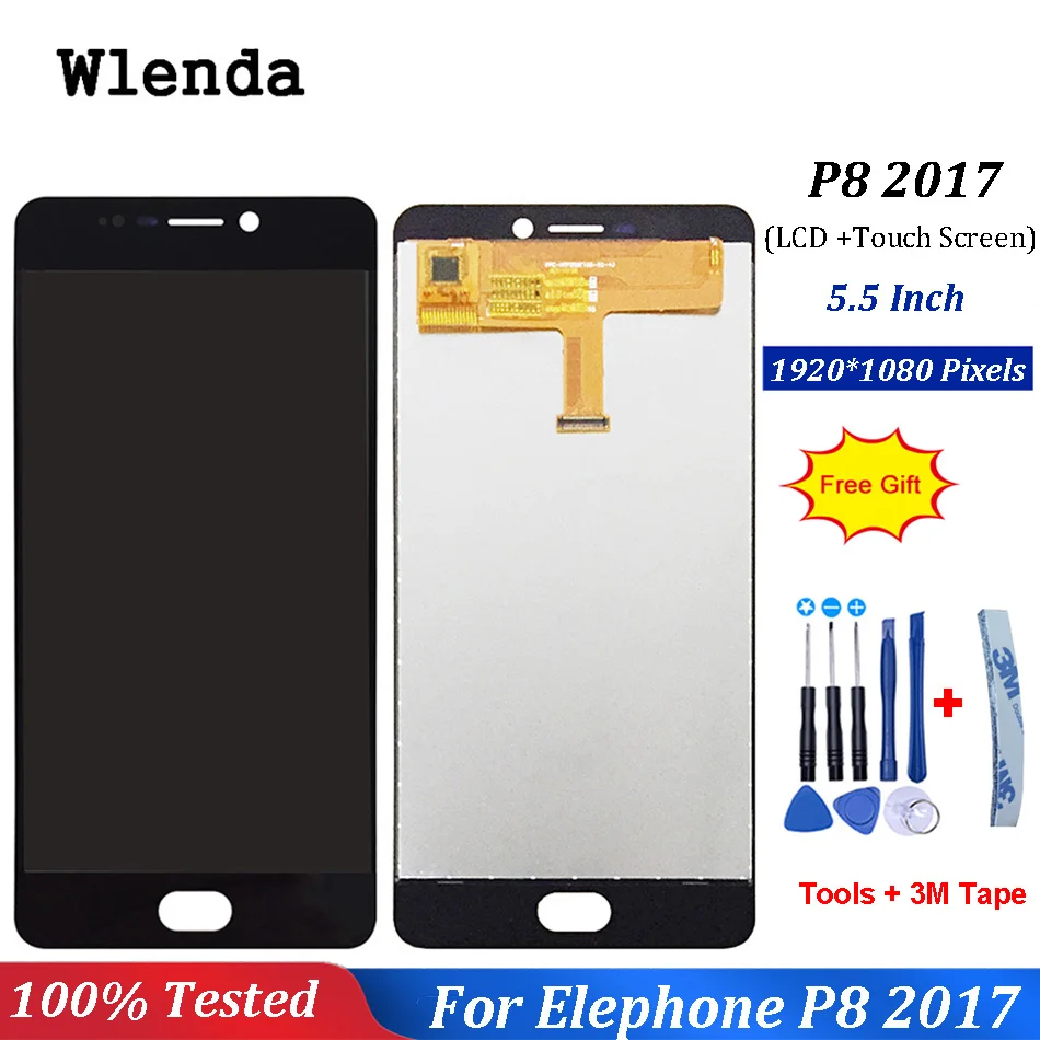Черный/золотистый для Elephone P8 2017 Полный ЖК дисплей + фотоэлемент ( ) 100%