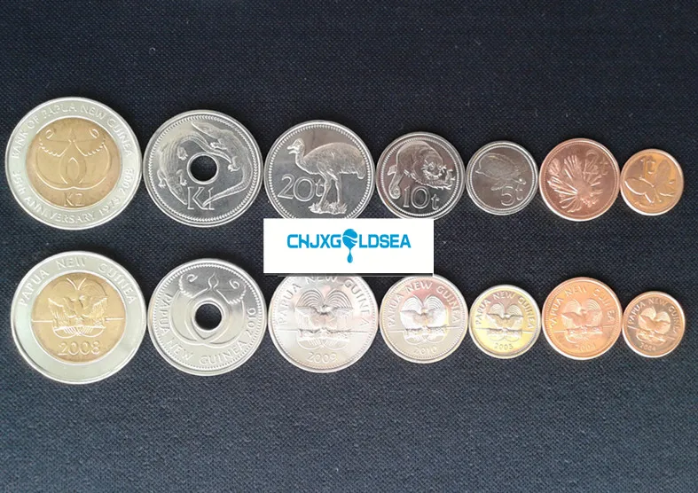 

7pcs Papua New Guinea coin gift present original Bird of paradise pattern