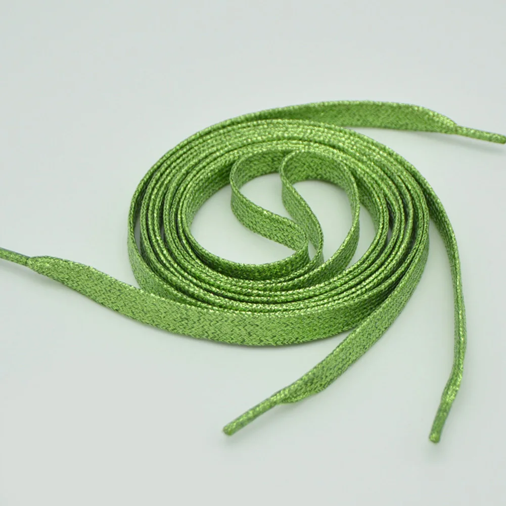 light green Women Flat Golden Silver Shoe Laces Super Long Daily Party Camping Shoelaces Growing Canvas Strings Flat Laces hot sale - Цвет: light green