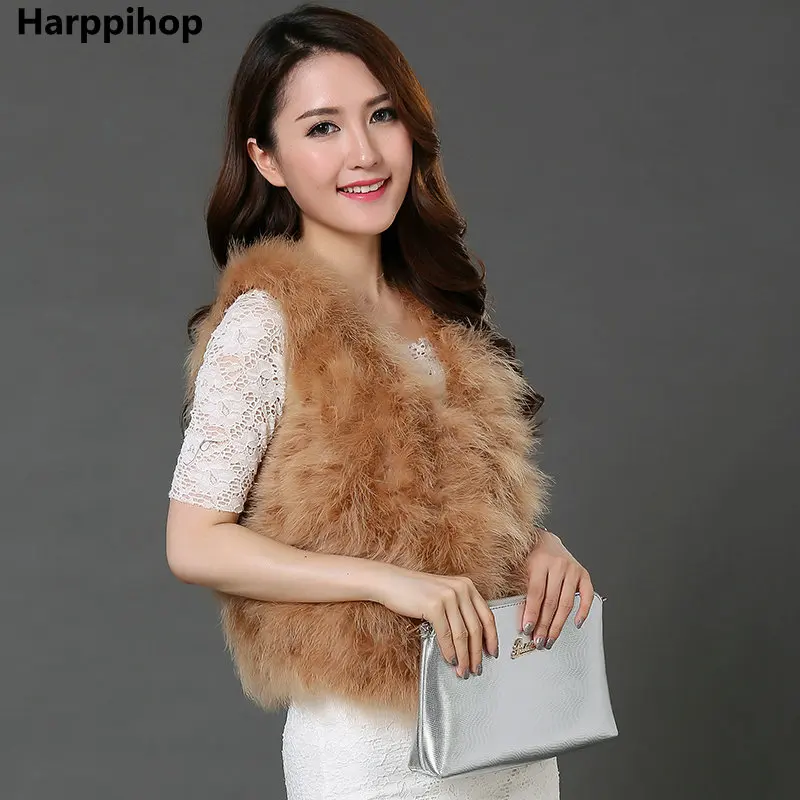 Шуба из меха индейки 100% натуральные перья страуса хит продаж 2017|fur coat|feather fur vestfur