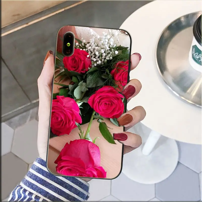 Yinuoda красный розовый ТПУ мягкий силиконовый черный чехол для телефона iPhone 5 5Sx 6 7